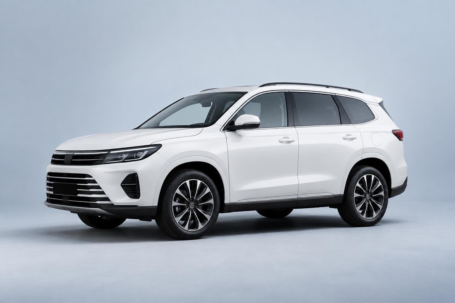White SUV shown in full against a clean studio background